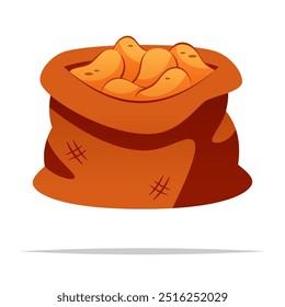 Sack of potatoes vector isolated illustration