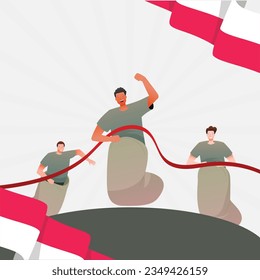 Konkurrenz aus dem Sack-Rennen. Normalerweise in Indonesien statt, um den Unabhängigkeitstag zu feiern.