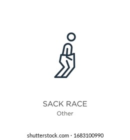 Sack race icon. Thin linear sack race outline icon isolated on white background from other collection. Line vector sign, symbol for web and mobile