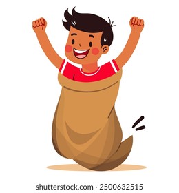 Sack race illustration or Balap karung 