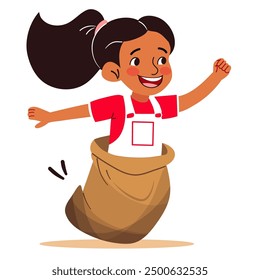 Sack race illustration or Balap karung 