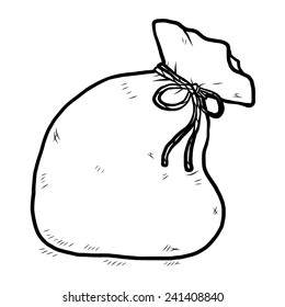 sack with rope / cartoon vector and illustration, black and white, hand drawn, sketch style, isolated on white background.