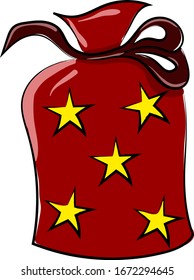 Sack of santa claus, illustration, vector on white background.