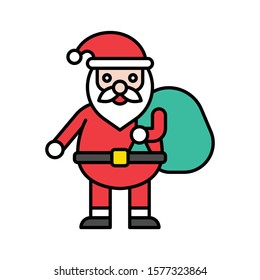 sack in santa hand related to merry christmas vector in filled style