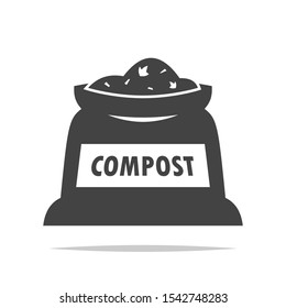 Sack of soil compost icon vector isolated