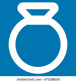 Sack vector icon. Style is outline flat icon symbol, white color, blue background.