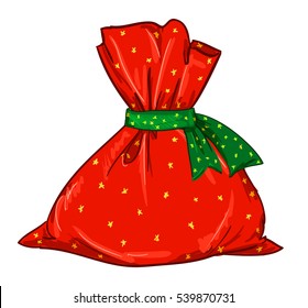 sack vector, illustration of a canvas sack. Christmas bag. Santa Claus red bag