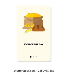 Sack of wheat flat icon. Grain isolated sign. Food, bakery, breakfast concept. Vector illustration symbol elements for web design