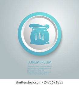 Sack of wheat flour blue icon. Grain bag sign. Vector illustration