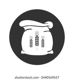 Sack of wheat flour icon. Grain bag sign. Vector illustration