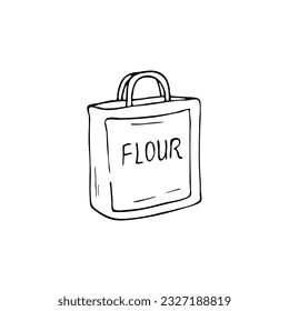 Sack with wheat flour isolated on white background. Vector illustration