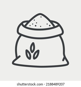 Sack of wheat flour line icon. Grain bag sign. Vector illustration