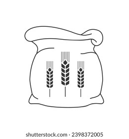 Sack of wheat flour line icon. Grain bag sign. Vector illustration