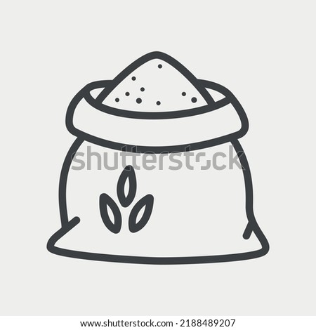 Sack of wheat flour line icon. Grain bag sign. Vector illustration