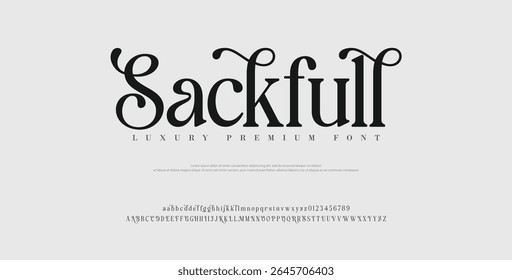 Sackfull Minimal luxury font alphabet logo. Typography beauty fashion elegant minimalist serif italic fonts decorative wedding vintage retro logos. vector illustration
