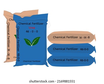 Sacks of chemical fertilizers on a white background. svg