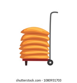 Sacks of flour on a cart vector Illustration on a white background