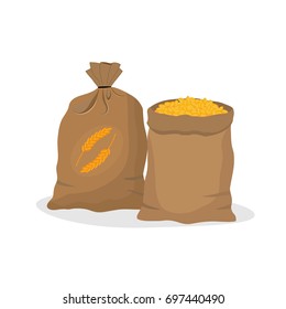  Sacks of grain.Vector illustration. 