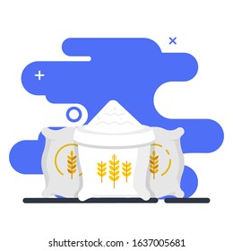 Sacks of wheat vector icon.Bags of flour.