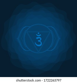 Sacral chakra of ajna sign. Icon with rounded circle smoke aura. EPS 10 vector illustration. 