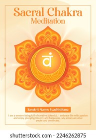 Sacral Chakra Meditation poster Design-Vector illustration