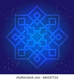 Sacral geometry figure in cosmic sky