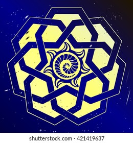 Sacral geometry mandala. Cosmic art design.