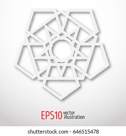 Sacral geometry symbol. White logo for web design.