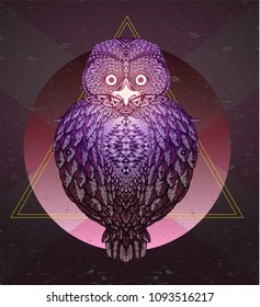 sacral Owl - vector illustration. Icon design 