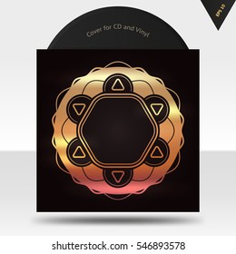 Sacral sign. Modern background template for Covers, Vinyls, CD and etc. Gold color.