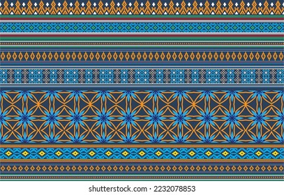 Sacral tribal ethnic motifs geometric vector background. Beautiful gypsy geometric shapes sprites tribal motifs clothing fabric textile print traditional design with triangles