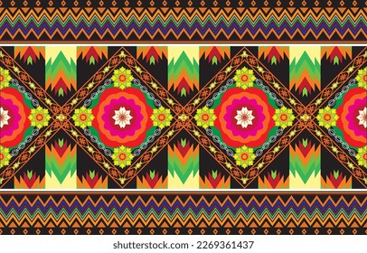 Sacral tribal ethnic motifs geometric vector background. Beautiful gypsy geometric shapes sprites tribal motifs clothing fabric textile print traditional design with triangles