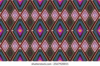 Sacral tribal ethnic motifs geometric vector background. Beautiful gypsy geometric shapes sprites tribal motifs clothing fabric textile print traditional design with triangles