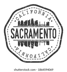 Sacramento, CA, USA Stamp Skyline Postmark. Silhouette Postal Passport. City Round Vector Icon. Vintage Postage De