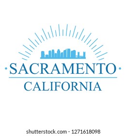 Sacramento California. Banner Design. City Skyline. Silhouette Vector. Famous Monuments.