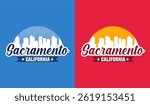 sacramento california with building silhouette