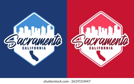 sacramento california with building silhouette