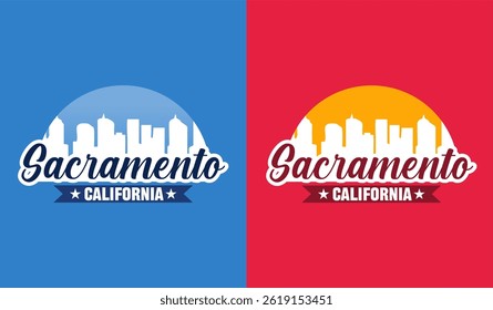 sacramento california with building silhouette