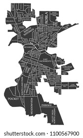 Sacramento California city map USA labelled black illustration