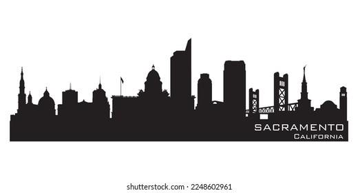 Sacramento California city skyline Detailed vector silhouette