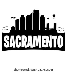 Sacramento California. City Skyline. Silhouette Banner City. Design Vector. Famous Monuments.