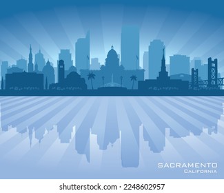 Sacramento California city skyline vector silhouette illustration