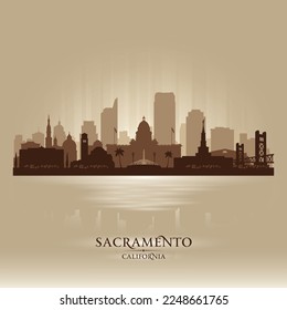 Sacramento California city skyline vector silhouette illustration