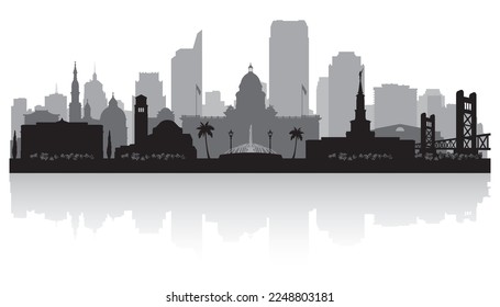 Sacramento California ciudad de la silueta de vector de la línea de horizonte de la ciudad