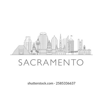 Sacramento, California skyline cityscape vector illustration