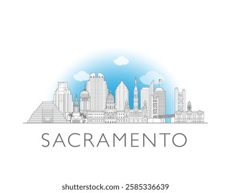 Sacramento, California skyline cityscape vector illustration