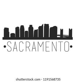 Sacramento California Skyline Silhouette City Design Vector Famous Monuments