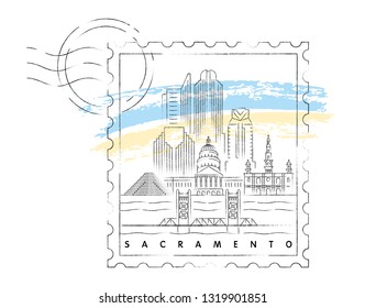 Sacramento, California skyline vector illustration and typography design 