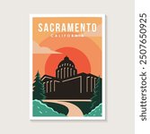 Sacramento California State Capitol poster vector illustration design