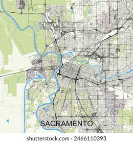 Sacramento, California, USA map poster art